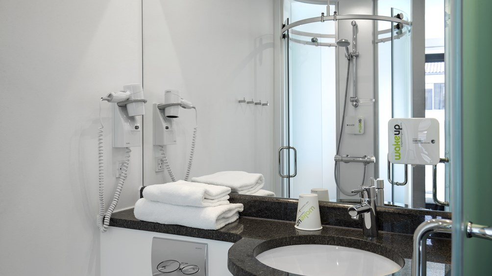 Bathroom at Wakeup Copenhagen in Borgergade