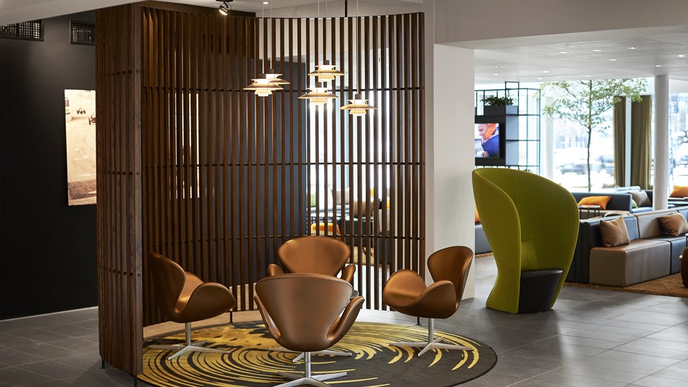 Wakeup Copenhagen | The lobby area at the Wakeup hotel in Bernstorffsgade